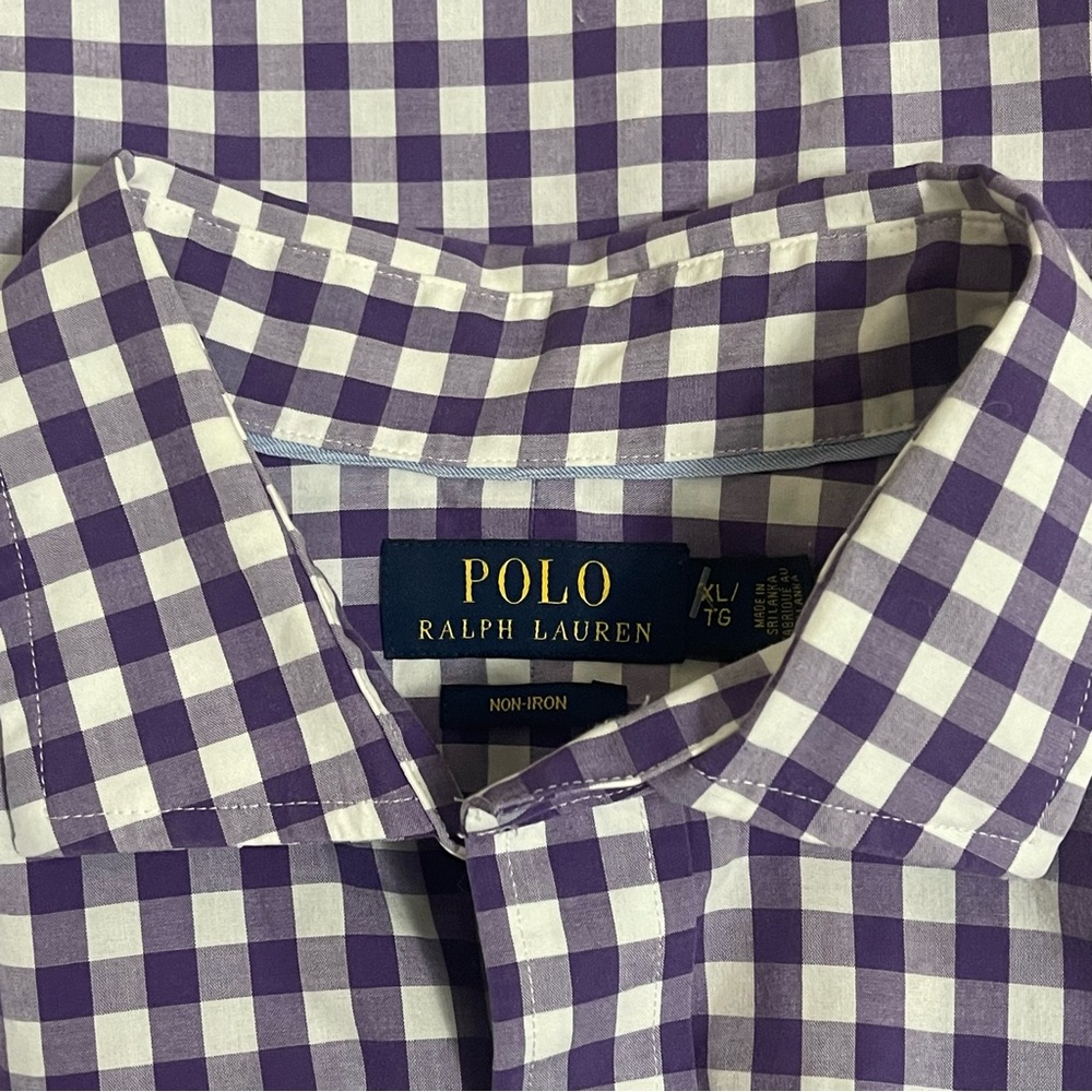 Polo Ralph Lauren Button Down Long Sleeve Shirt XL Purple Gingham Checkered - Picture 4 of 10
